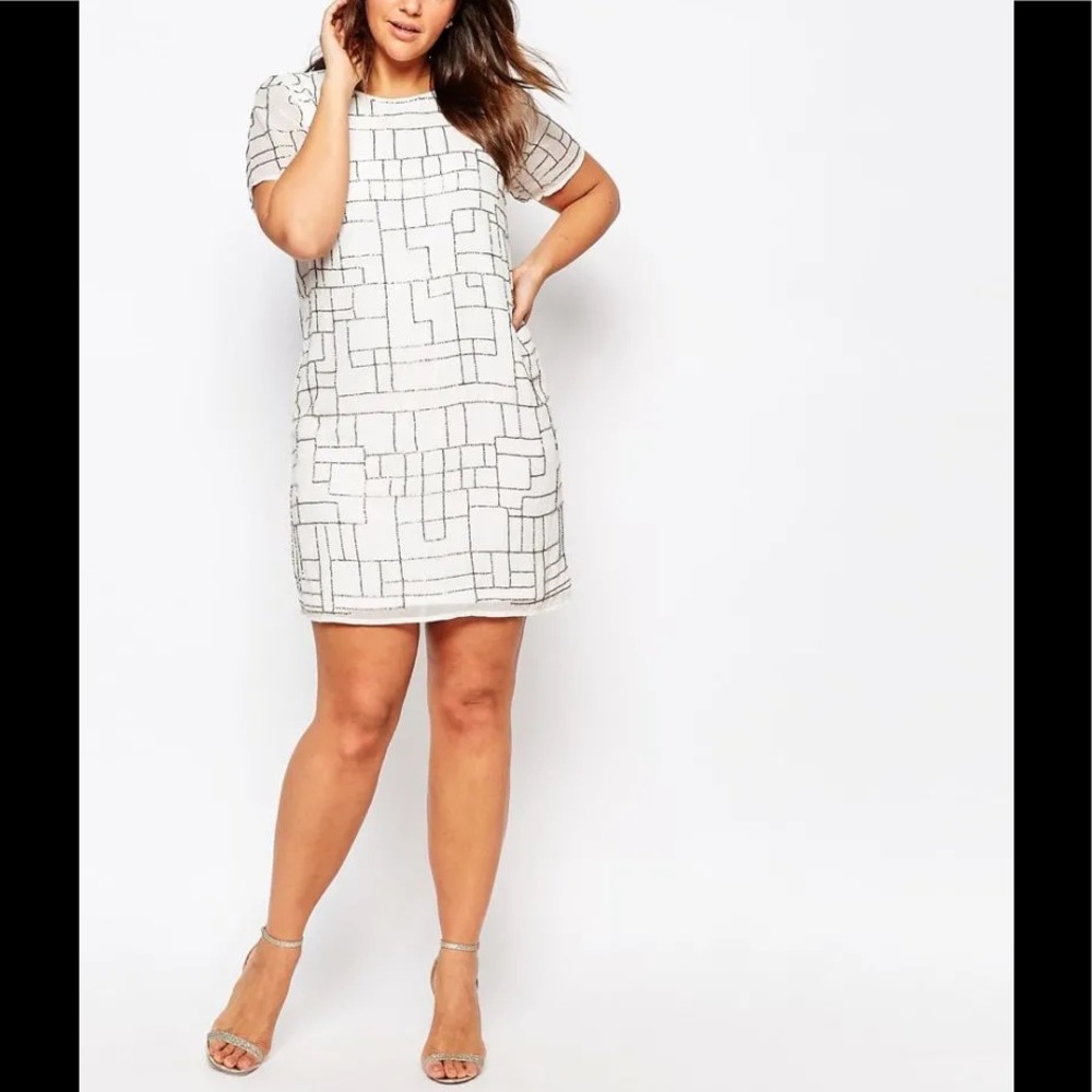 Truly you ASOS short sleeve gold sequin shift dres